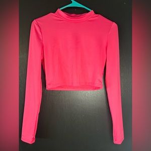 SHEIN Long Sleeve Pink Crop Top